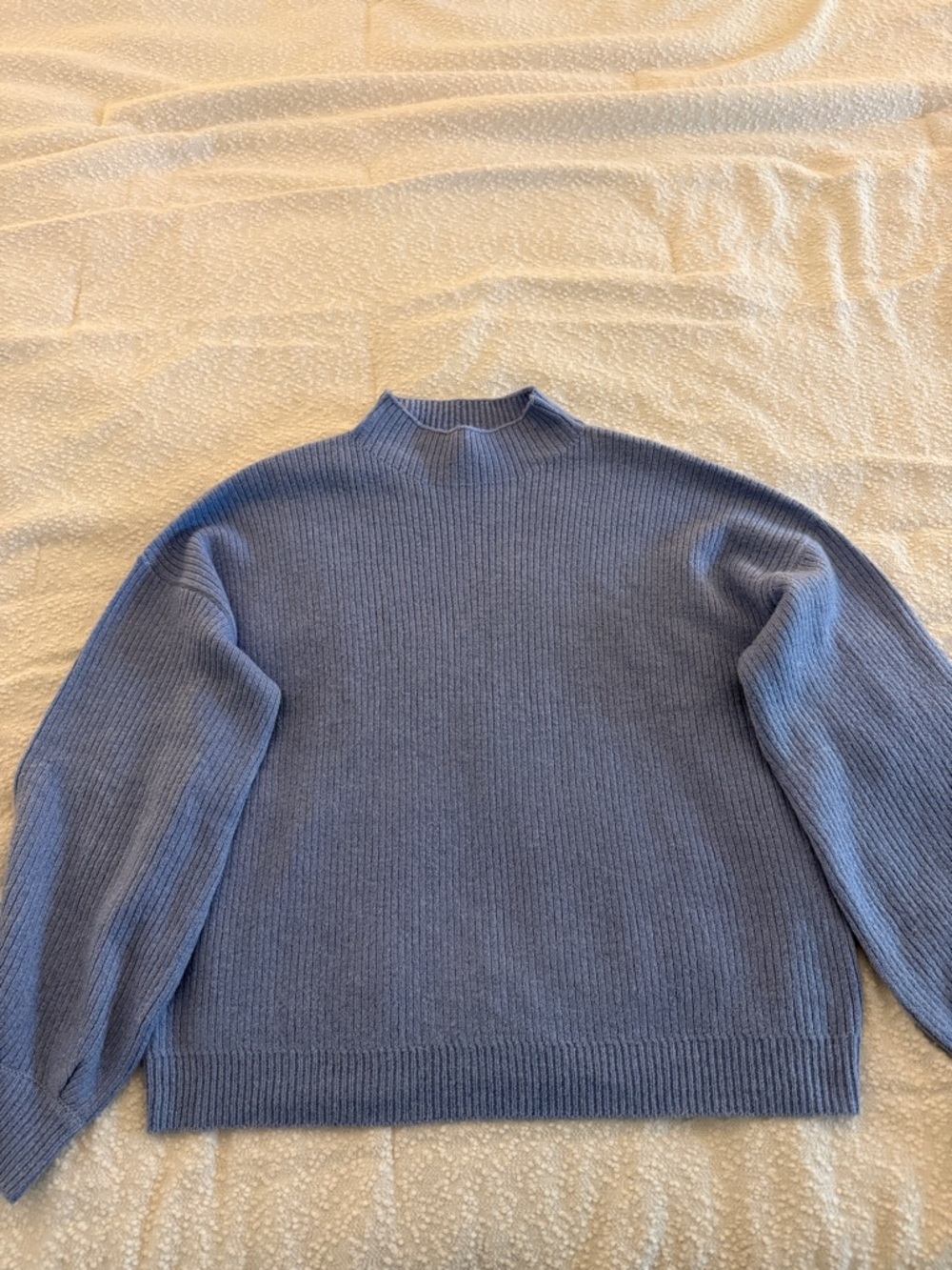 Cozy Light Blue Ribbed Mock Neck Sweater
